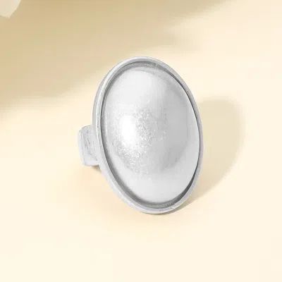 Fashnzfab Bold Oval Dome Statement Stretch Ring In Metallic