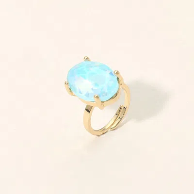 Fashnzfab Bold Oval Stone Cluster Accent Adjustable Ring In Gold
