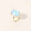 Fashnzfab Bold Oval Stone Cluster Accent Adjustable Ring In Multi
