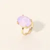 Fashnzfab Bold Oval Stone Cluster Accent Adjustable Ring In Pink