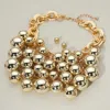 Fashnzfab Bold Oversized Beads Embellished Collar Statement Necklace In Gold
