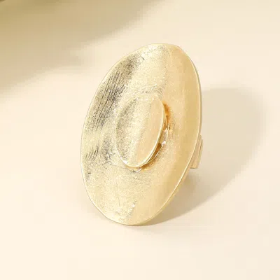 Fashnzfab Bold Oversized Layered Oval Plate Statement Stretch Ring In Gold