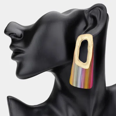 Fashnzfab Bold Patterned Resin Geometric Drop Statement Earrings In Multi