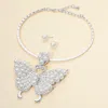Fashnzfab Bold Pearl Embellished Butterfly Pendant Statement Choker Necklace In White