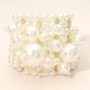 Fashnzfab Bold Pearl Stretch Statement Bracelet In Multi