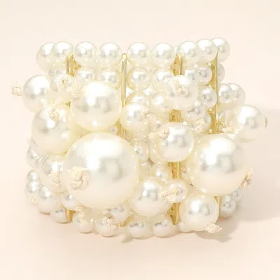 Fashnzfab Bold Pearl Stretch Statement Bracelet In Multi