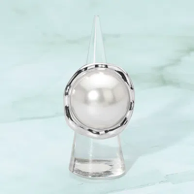 Fashnzfab Bold Pearl Stretch Statement Ring In Multi