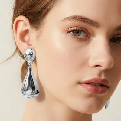 Fashnzfab Bold Polished Metal Teardrop Clip On Statement Earrings In Multi