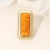 Fashnzfab Bold Rectangular Natural Stone Stretch Ring In Gold