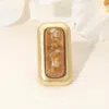 Fashnzfab Bold Rectangular Natural Stone Stretch Ring In Nude