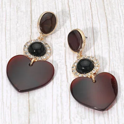 Fashnzfab Bold Resi Heart Drop Earrings In Multi