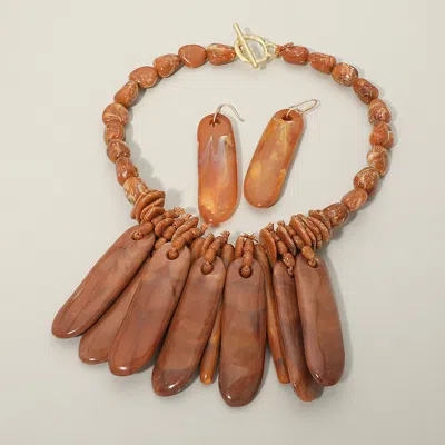 Fashnzfab Bold Resin Bar Fringe Statement Toggle Necklace In Gold