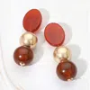 Fashnzfab Bold Resin Metal Bead Drop Earrings In Multi