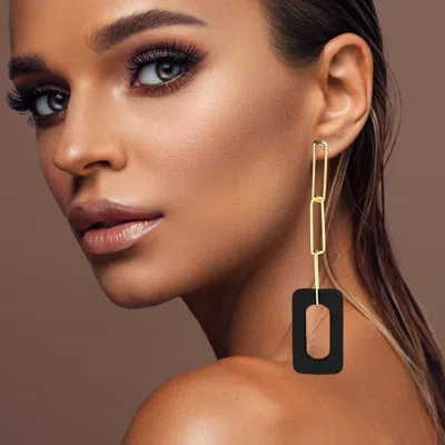 Fashnzfab Bold Resin Square Link Paperclip Chain Drop Earrings In Multi