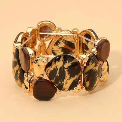 Fashnzfab Bold Resin Stone Beaded Statement Stretch Bracelet In Multi