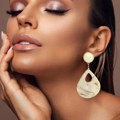 Fashnzfab Bold Resin Teardrop Cutout Dangle Earrings In Multi