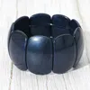 Fashnzfab Bold Resin Wide Rectangular Panel Beaded Stretch Bracelet In Blue