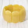 Fashnzfab Bold Resin Wide Rectangular Panel Beaded Stretch Bracelet In Yellow