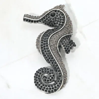 Fashnzfab Bold Rhinestone Intricate Seahorse Statement Pin Brooch In Multi
