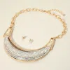 Fashnzfab Bold Rhinestone Paved Plate Accent Statement Necklace In Multi