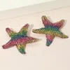 Fashnzfab Bold Rhinestone Paved Starfish Earrings In Multi