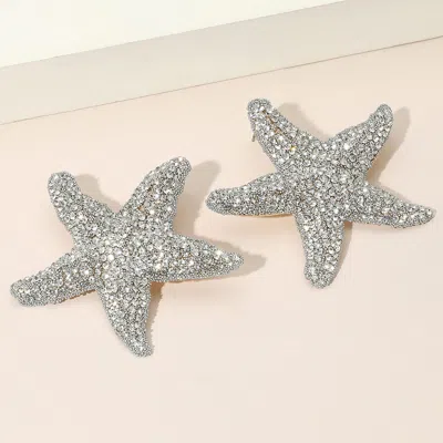Fashnzfab Bold Rhinestone Paved Starfish Earrings In Metallic