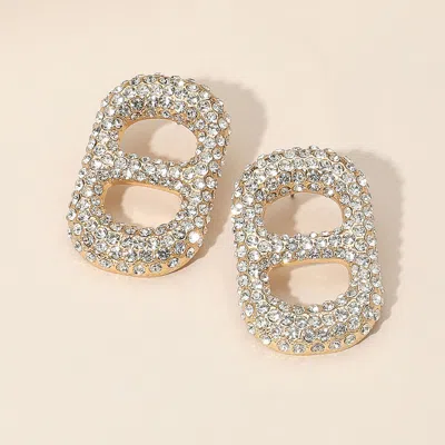 Fashnzfab Bold Rhinestone Paved Statement Earrings In Burgundy