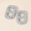 Fashnzfab Bold Rhinestone Paved Statement Earrings In Silver