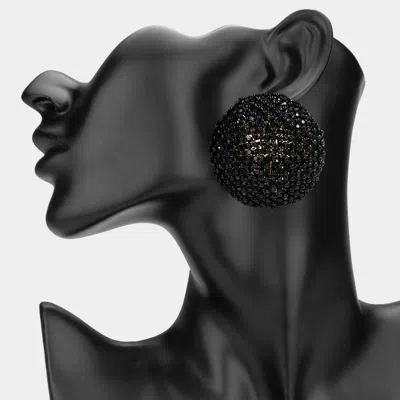 Fashnzfab Bold Rhinestone Pearl Paved Round Statement Earrings In Black