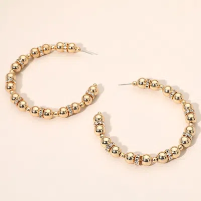 Fashnzfab Bold Rhinestone Spacer Beaded Hoop Earrings In Gold