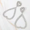 Fashnzfab Bold Rhinestone Studded Open Heart Drop Dangle Statement Evening Earrings In Pattern
