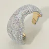 Fashnzfab Bold Rhinestone Wave Evening Cuff Bracelet Ab In Multi