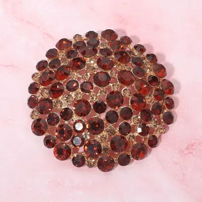 Fashnzfab Bold Round Rhinestone Cluster Pin Brooch In Multi