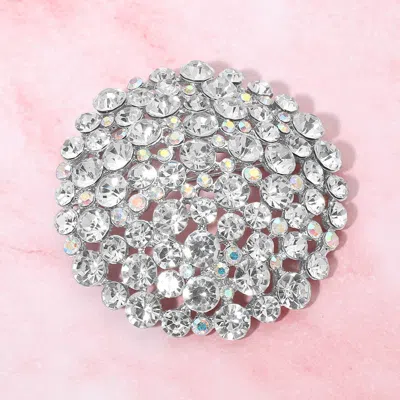 Fashnzfab Bold Round Rhinestone Cluster Pin Brooch In Orange