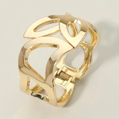 Fashnzfab Bold Sculpted Cutout Hinged Bangle Bracelet In Gold