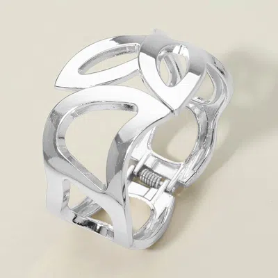 Fashnzfab Bold Sculpted Cutout Hinged Bangle Bracelet In Silver