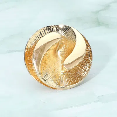 Fashnzfab Bold Sculpted Metal Dome Stretch Statement Ring In Gold