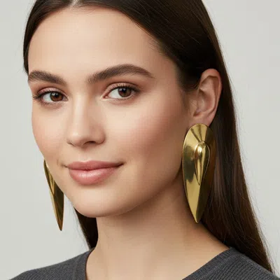Fashnzfab Bold Sculpted Metal Teardrop Statement Earrings In Gold