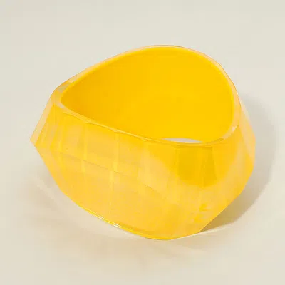 Fashnzfab Bold Sculpted Resin Bangle Bracelet In Yellow