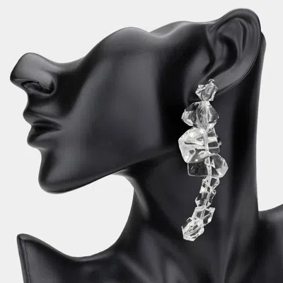 Fashnzfab Bold Sculpted Resin Pebble Layered Beaded Drop Statement Earrings In Black
