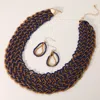 Fashnzfab Bold Seed Beaded Collar Necklace In Blue