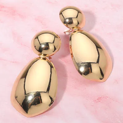 Fashnzfab Bold Sleek Polished Teardrop Statement Clip On Earrings In Gold
