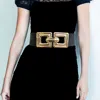Fashnzfab Bold Square Buckle Stretch Elastic Belt In Multi