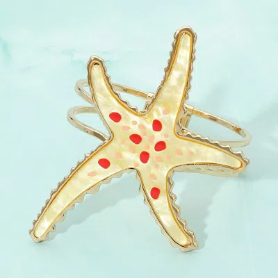 Fashnzfab Bold Starfish Accent Hinged Bangle Bracelet In Multi