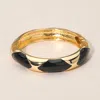 Fashnzfab Bold Statement Design Enamel Patterned Bangle Bracelet In Black