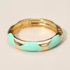 Fashnzfab Bold Statement Design Enamel Patterned Bangle Bracelet In Gold