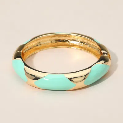 Fashnzfab Bold Statement Design Enamel Patterned Bangle Bracelet In Gold