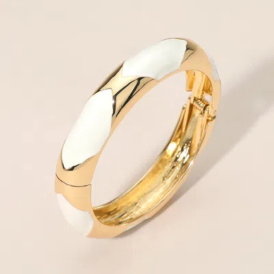 Fashnzfab Bold Statement Design Enamel Patterned Bangle Bracelet In Multi