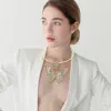 Fashnzfab Bold Stone Embellished Butterfly Pendant Statement Choker Necklace In Gold