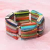 Fashnzfab Bold Striped Resin Wide Stretch Bracelet In Multi